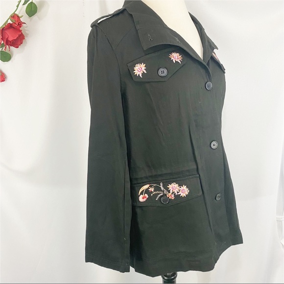 Bagatelle Lightweight Jacket Floral Embroidered Pink Black - Picture 4 of 8